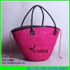LDMC-030 top drawstring straw basket bag rose red wheat straw wholesale bag beach straw #2 small image