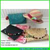 LDMC-128 colorful pom poms handbag lady beach straw clutch bag online #2 small image