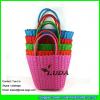 LDSL-077 candy color straw bag pp tube woven basket tote bag #1 small image