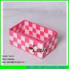 LDKZ-009 pink polypropylene fiber woven tote set of 3 strap shelf storage basket #2 small image