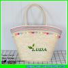 LDMX-060 girl woven straw casual beach tote shoulder handbag with lace and pom poms #1 small image