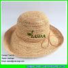 LDMZ-002 natural color raffia knitted hat hemming raffia beach hat with straw brim #1 small image