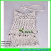 LDMX-003 wooden beaded white cotton rope woven macrame fringe bag #2 small image