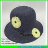LDMZ-011 embroidery flower raffia hat navy blue raffia straw crochet sun hat #2 small image
