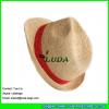 LDMZ-004  natural raffia straw crochet beach sun hats red striped raffia hats #2 small image