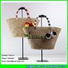 LDSC-017 2017 new design handbag cotton pom poms beach tote seagrass straw bags #1 small image