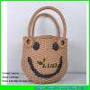 LDZS-106 light brown paper string woven handbag 2018 new summer handmade smile face bags #1 small image