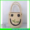LDZS-106 light brown paper string woven handbag 2018 new summer handmade smile face bags #2 small image