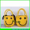 LDZS-106 light brown paper string woven handbag 2018 new summer handmade smile face bags #3 small image