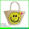 LDMC-063 large  summer beach tassel tote bag sequins smile face straw bag