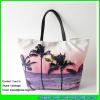 LDFB-052 Tropical sunset print tote bag large women canvas tote beach bags #1 small image