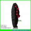 LDZS-010 black pom pom handbag paper straw  crochet clutch bag for women #2 small image