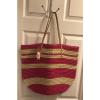 New Merona Target Leather Straw Beach Tote Bag Purse Rose Bright Pink Natural