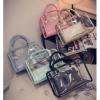 2-pieces Women Jelly Beach Bag Shoulder Handbag Transparent Messenger Bag Wallet