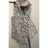 LINEA PELLE Brown &amp; Ivory Canvas Zebra Print Shopper Tote High Fashion Beach Bag