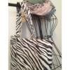 LINEA PELLE Brown &amp; Ivory Canvas Zebra Print Shopper Tote High Fashion Beach Bag