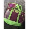 NWT! Green Pink Plastic Mesh Beach Bag