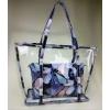 Floral Print Woman Handbag Jelly Clear Transparent Beach Shoulder Bag Tote Purse
