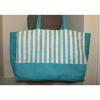 Pretty! Bright Turquoise Blue &amp; White Stripe Summer Tote/Shopper/Beach-Pool bag.
