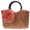 Women&#039;s Handmade Summer Beach Straw Flower Bead Shopping Purse Tote Bag Handbag