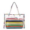 Women Clear Transparent Shoulder Bags Jelly Candy Beach Handbag Purse Stripe Bag