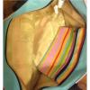Vincelli Multi Stripe Beach Bag Zipper Closure Shopper Tote Nylon Purse