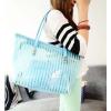 Striped Transparent PVC Shoulder Bag Women&#039;s Jelly Tote Summer Beach Handbag
