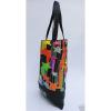 Kiehl&#039;s Black Printed Canvas Tote Bag,Shopping,Working,Travel,Beach,Utility Tote