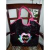 KITSON Los-Angeles Black amp Pink Tote Shopper Beach Bag NWT LA NR