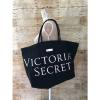 Victorias Secret Black &amp; Pink Bow Tote Bag Shopping Beach Weekend Large Bag