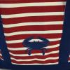 RED WHITE CANVAS CRAB STRIPED beach cotton natural tote bag EMBROIDERED NAVY NEW