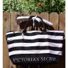 New VICTORIA&#039;S SECRET Canvas Stripe Tote Beach Weekend Cosmetics Travel Bag