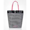 NWT VICTORIA&#039;S SECRET Black/White Striped Beach Travel Tote Bag w/Pink Handles!! #1 small image