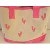 PINK FLIP FLOPS CANVAS beach cotton natural tote bag EMBROIDERED COTTON NEW