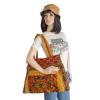 Ethnic Handmade Beach Tote Bag Thai Hmong Embroidered Bird Pattern in Orange #3 small image