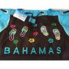Bahamas Blue &amp; Black FlipFlop Canvas Beach Towel Pool Tote Bag NWT