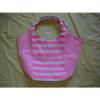 NWT New Victoria&#039;s Secret Summer Beach Pink White Stripes Reversible Tote Bag #4 small image