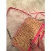 Rebecca Minkoff Straw Rafetta And Hot Pink Piping Mini MAB Bag Hamptons Beach