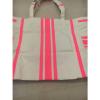 Victorias Secret Canvas Tote Bag Extra Large Beach Shopper Pink Striped NEW!