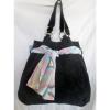NINE WEST Suede Leather Tote Shopper Purse Handbag Carryall BLACK Beach Bag #1 small image