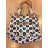 Juicy Couture Large Navy Polka Dot Coated Canvas X-Large Tote Bag Beach
