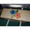 EXC vtg lrge BERMUDA straw floral beach shopping bag tote metal feet &amp; frame 185