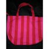 VICTORIA&#039;S SECRET Large Striped Pink Canvas Carry All Beach Tote Bag Womens Huge