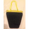 Carolina Herrera Black Yellow Large Tote Summer Beach Bag Stylish Purse