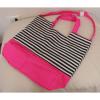 Victoria&#039;s Secret Pink With Black &amp; White Stripe Tote Beach Getaway Bag NWOT
