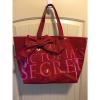 Victorias Secret 21&#034; Tote Travel Beach Bag Red Bow RUNWAY SIGNATURE &#039;09
