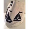 extra LARGE SAILBOAT CANVAS beach cotton natural tote bag EMBROIDERED sail  NEW