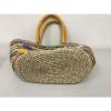 New Large Beach Wicker Straw and Leather Floral Decor Tote bag Handbag Purse