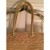 Straw handbag beach bag tote White Stag gold handles