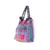 Blue Flower Handmade Beach Tote Bag Thai Hmong Embroidered Large Size